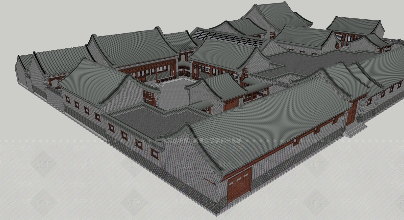 中式四合院SU模型下载【ID:399462248】