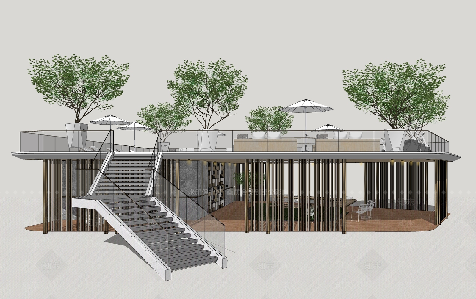 现代小公建SU模型精品下载_SketchUp模型_知末网