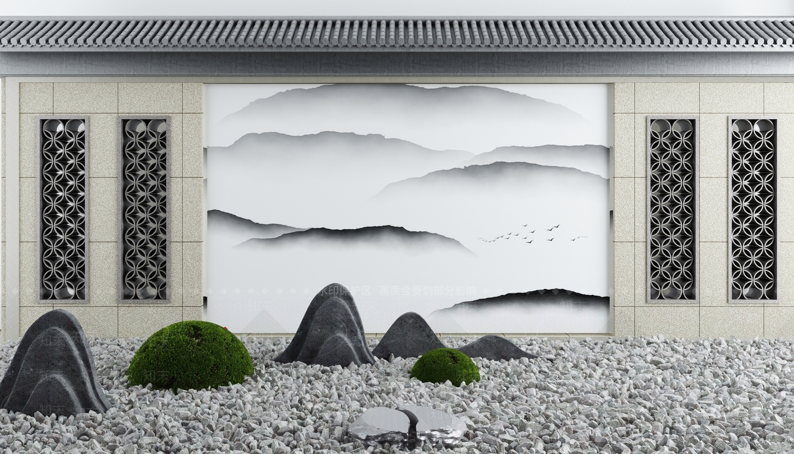 新中式假山山水3D模型下载【ID:499472490】