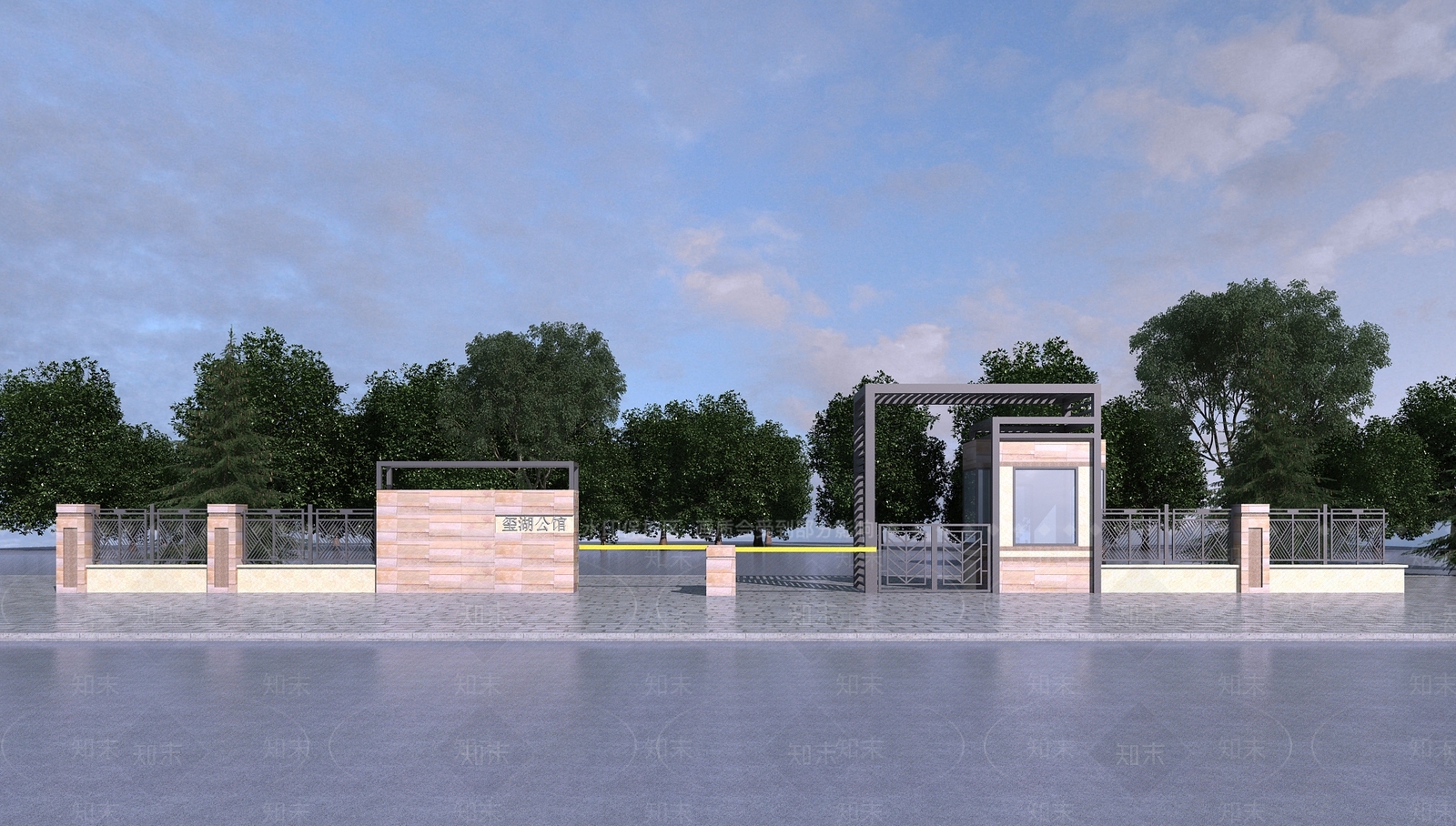 现代企业工厂入口大门3D模型下载【ID:899472658】