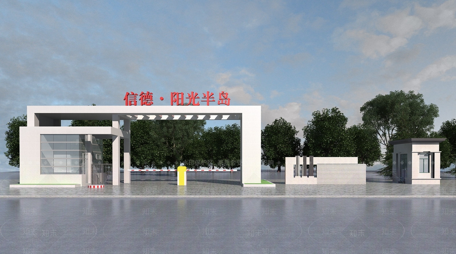 现代企业工厂入口大门3D模型下载【ID:899472669】
