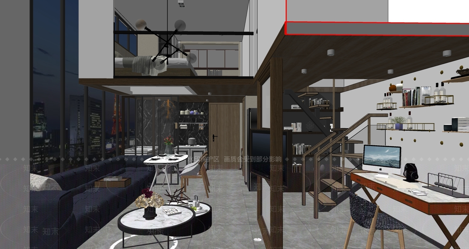 现代loft公寓SU模型下载【ID:799480058】