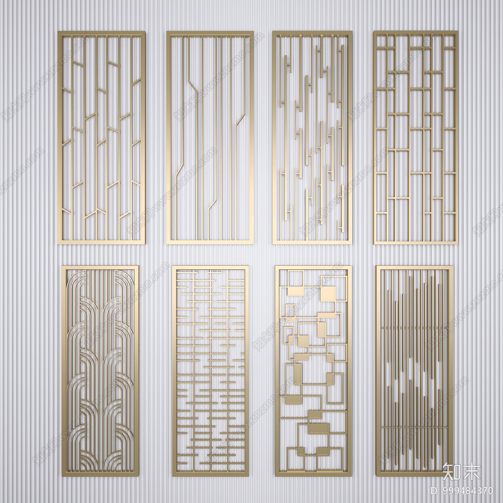 现代金属镂空屏风隔断3D模型下载【ID:999484370】