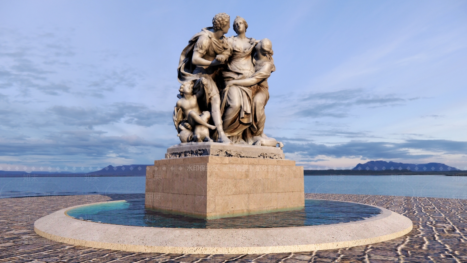 欧式广场人物雕塑SU模型下载【ID:399718396】