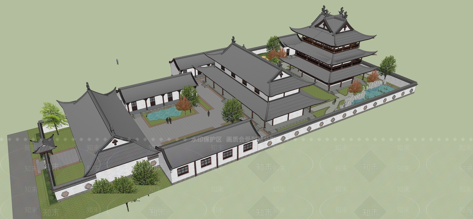 中式四合院SU模型下载【ID:399488258】