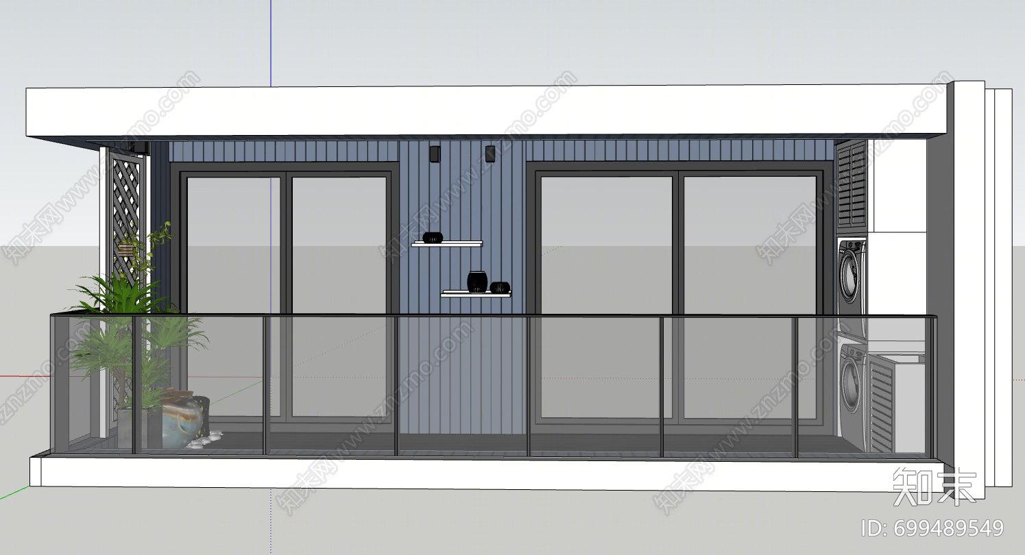 现代家居阳台SU模型下载【ID:699489549】