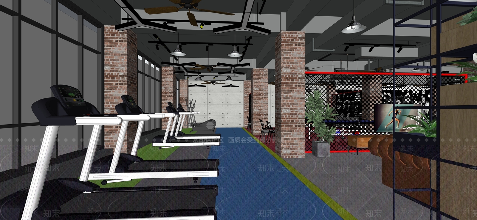 工业风健身房SU模型下载【ID:599489297】