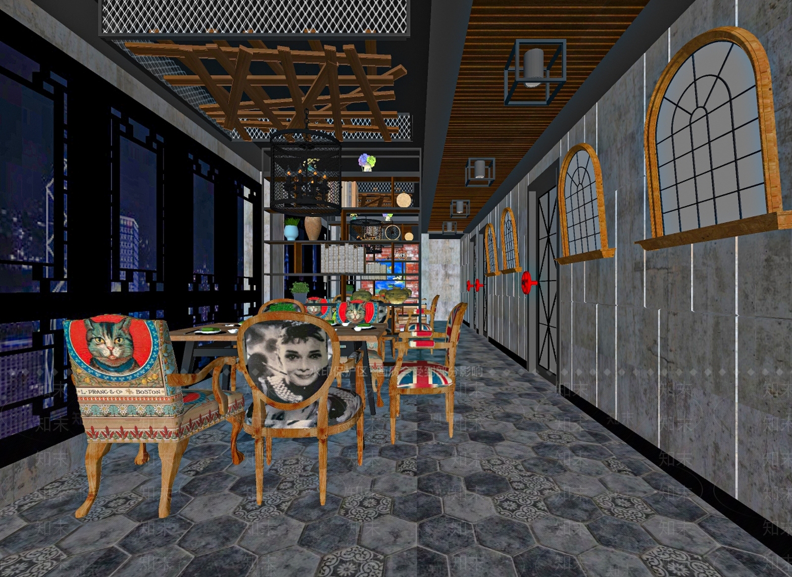 美式西餐厅SU模型下载【ID:199503570】