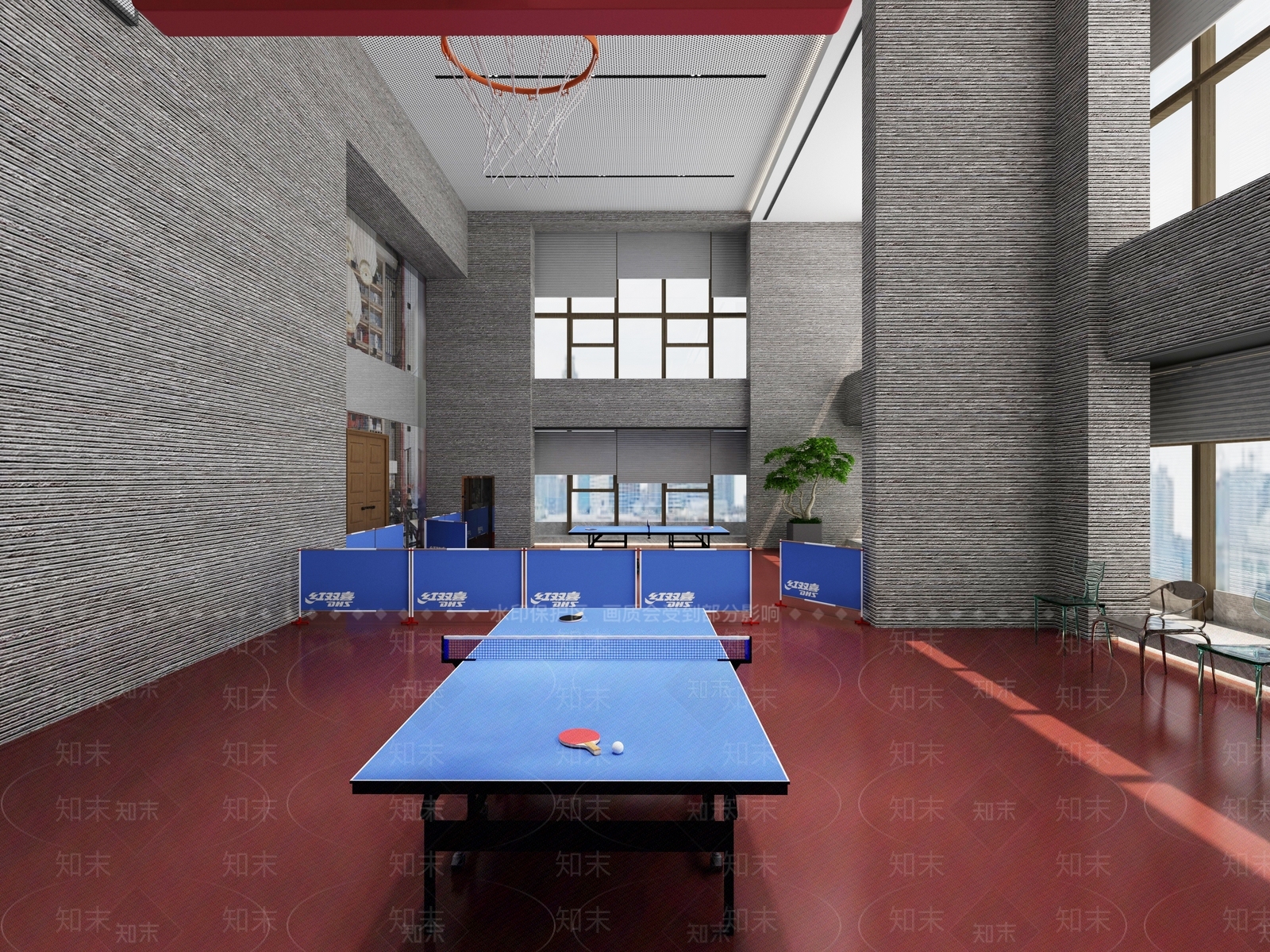 现代乒乓球馆3D模型下载【ID:999516941】