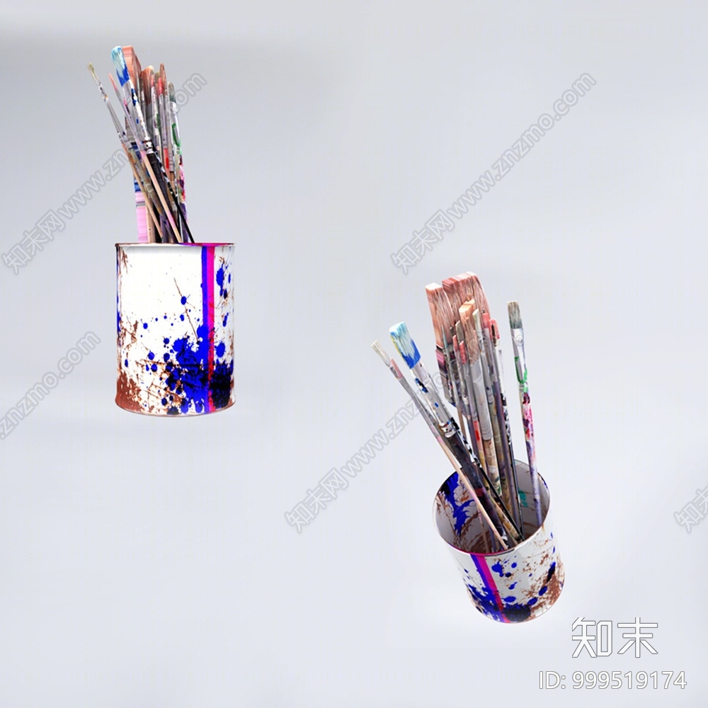 现代办公用品画笔3D模型下载【ID:999519174】