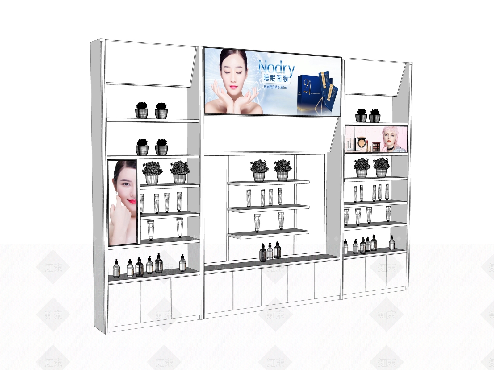 现代化妆品货架SU模型下载【ID:799530143】
