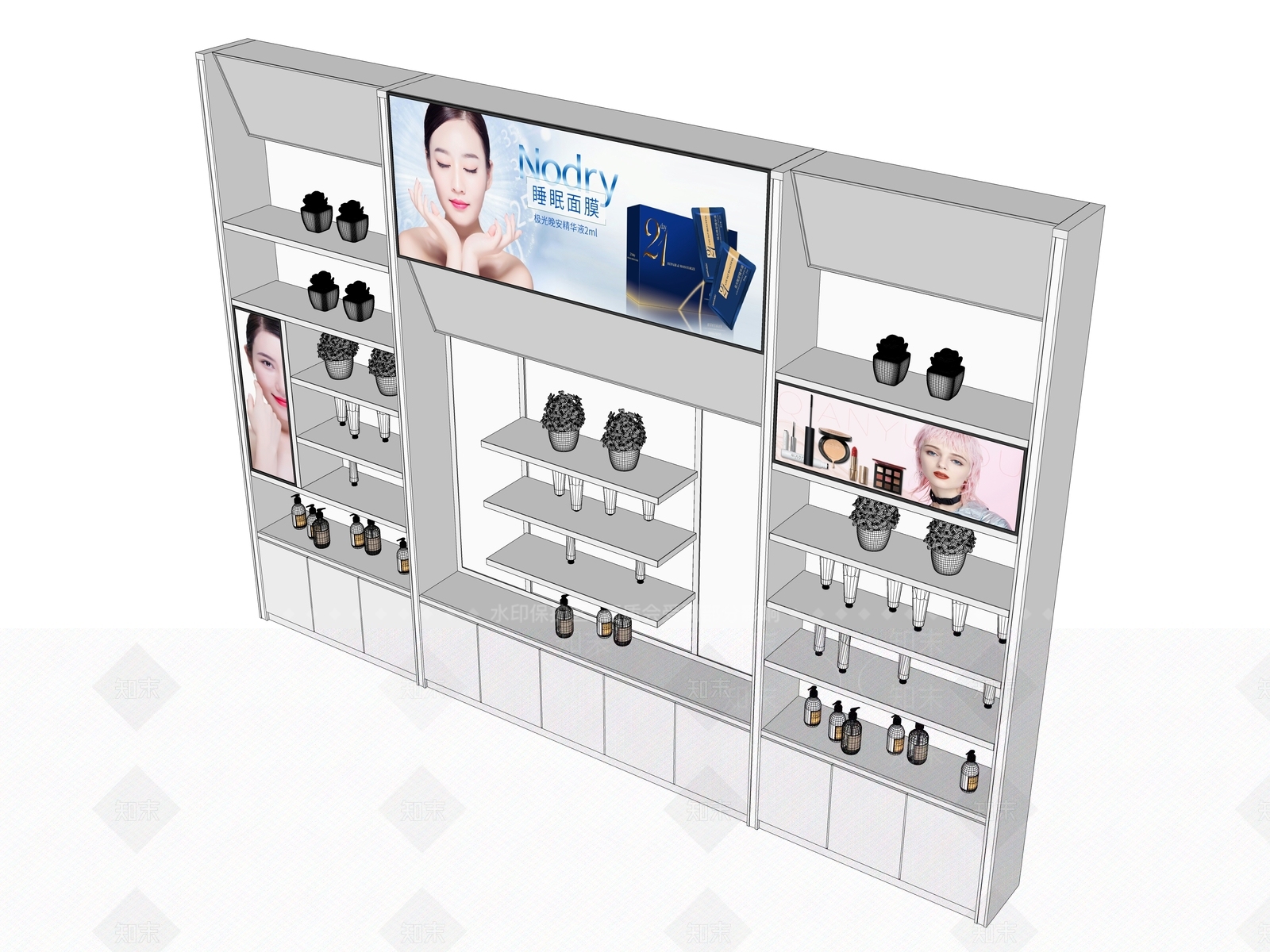 现代化妆品货架SU模型下载【ID:799530143】