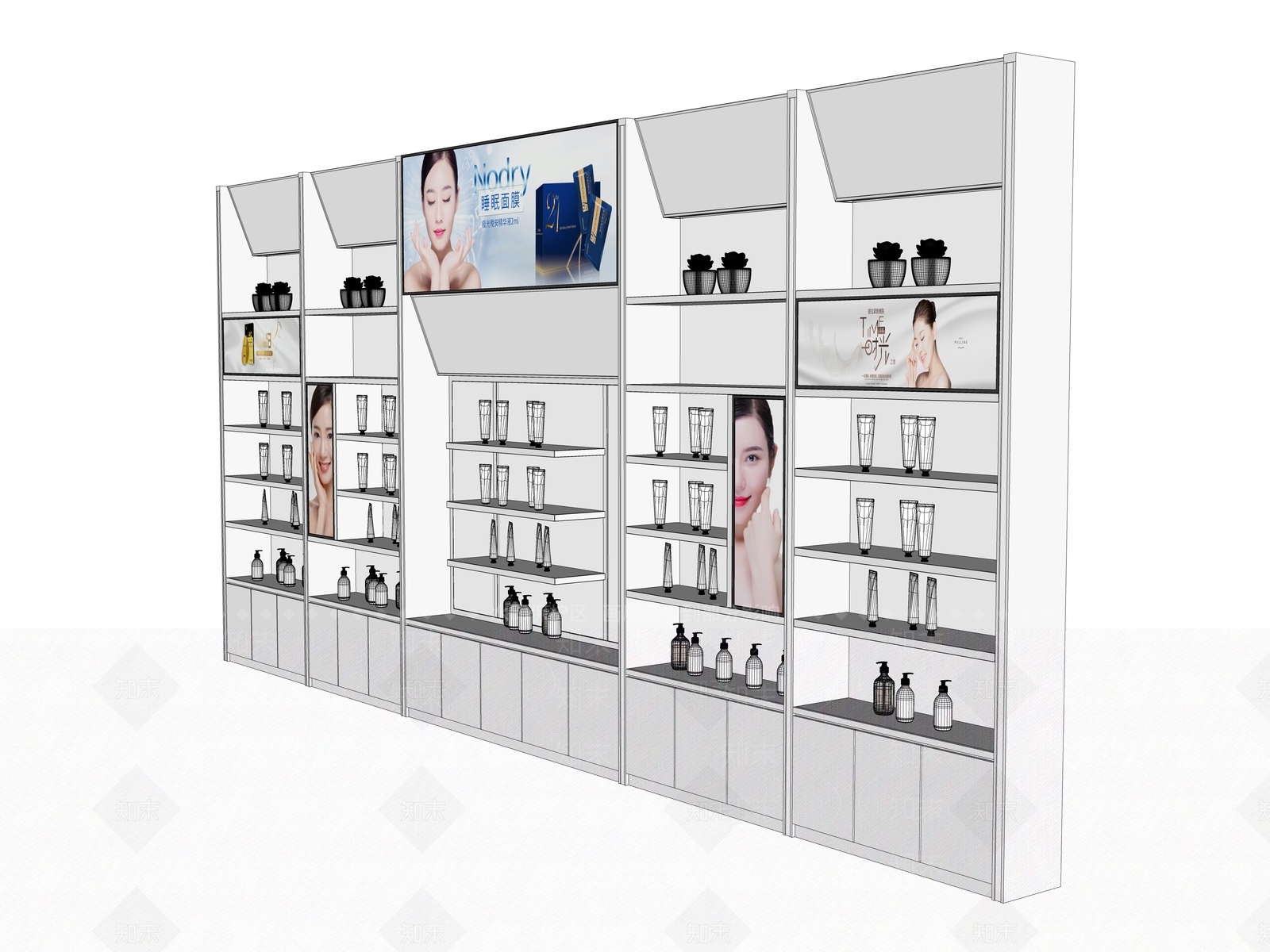 现代化妆品展架SU模型下载【ID:799537196】
