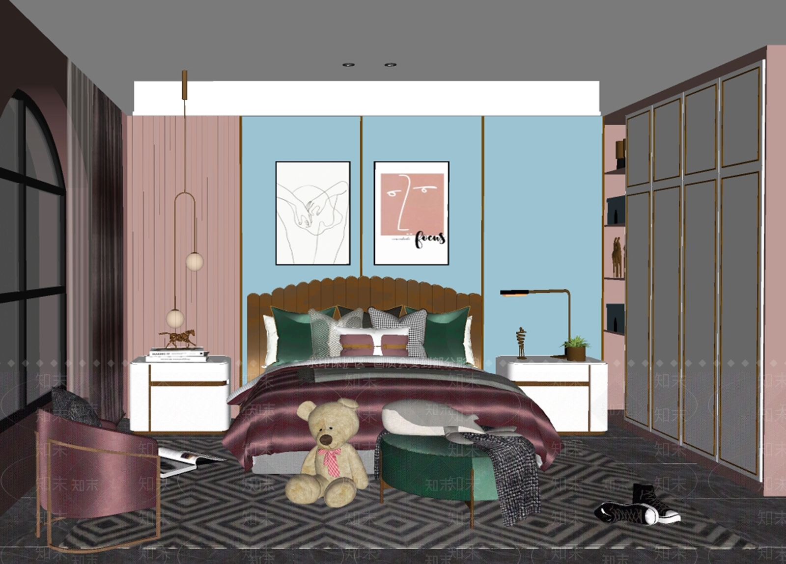 现代儿童房SU模型下载【ID:899533805】