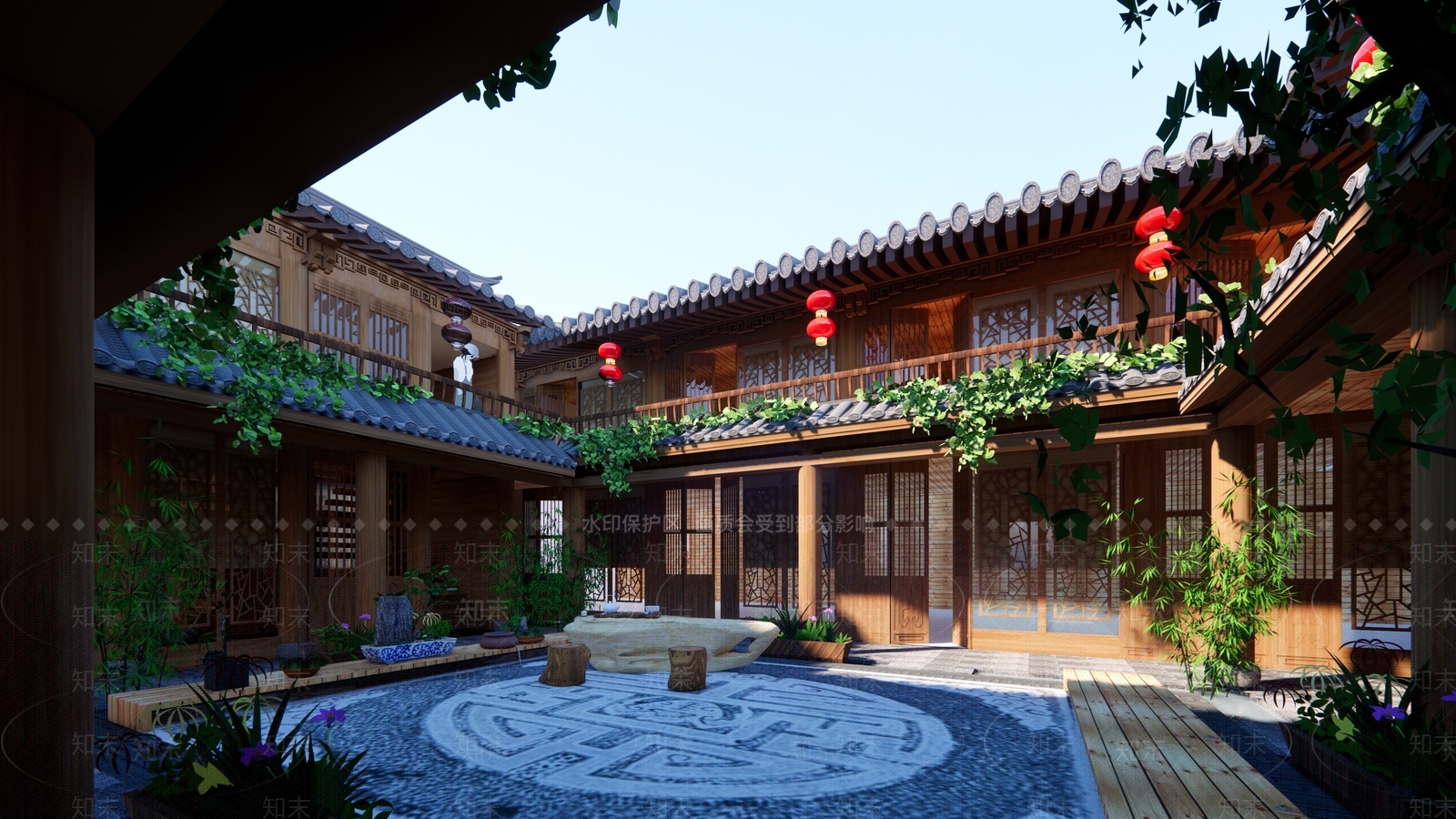 中式四合院SU模型下载【ID:199535072】