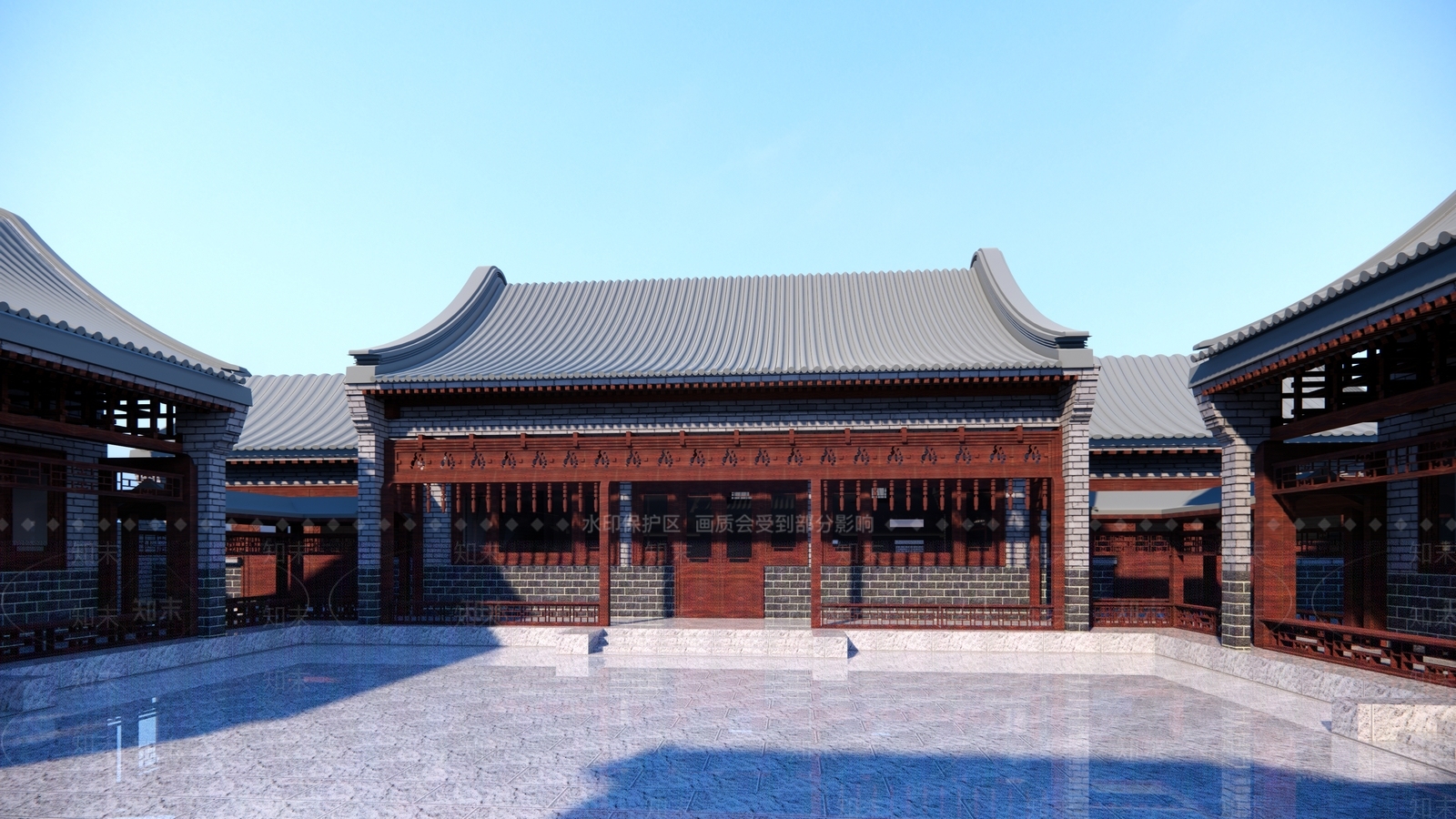 中式四合院SU模型下载【ID:399536258】