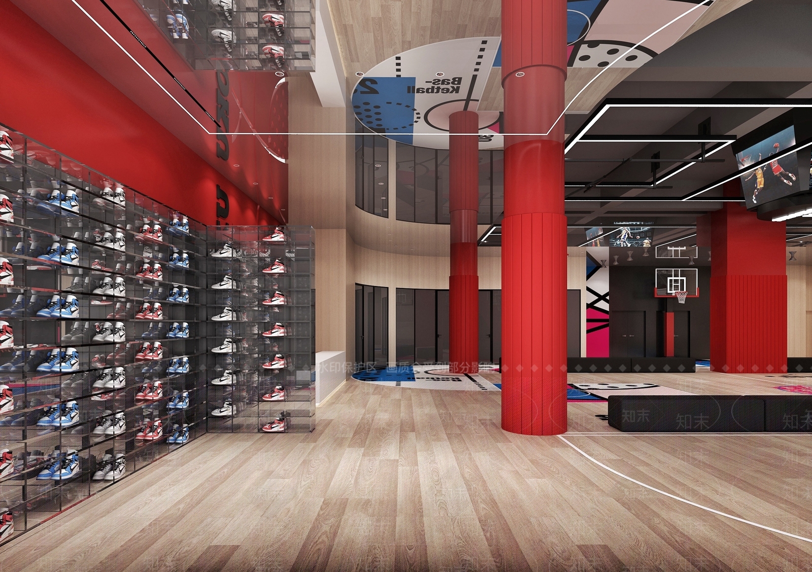 现代篮球场3D模型下载【ID:399540898】