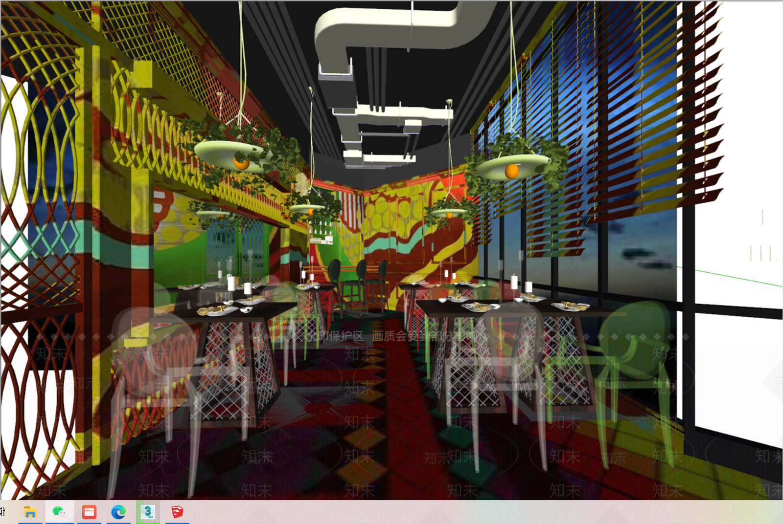 现代西餐店SU模型下载【ID:999550515】