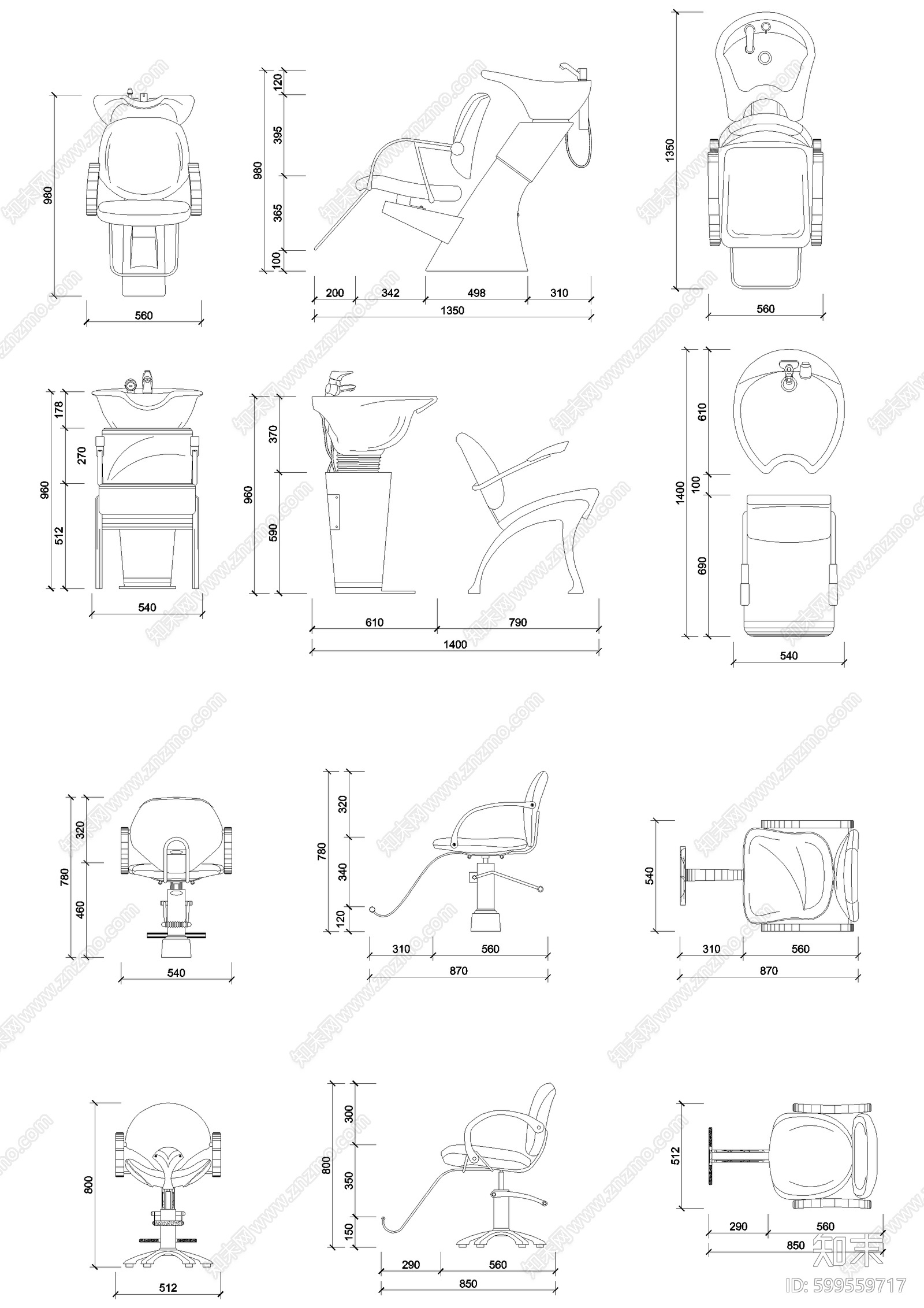 美发店设备施工图下载【ID:599559717】