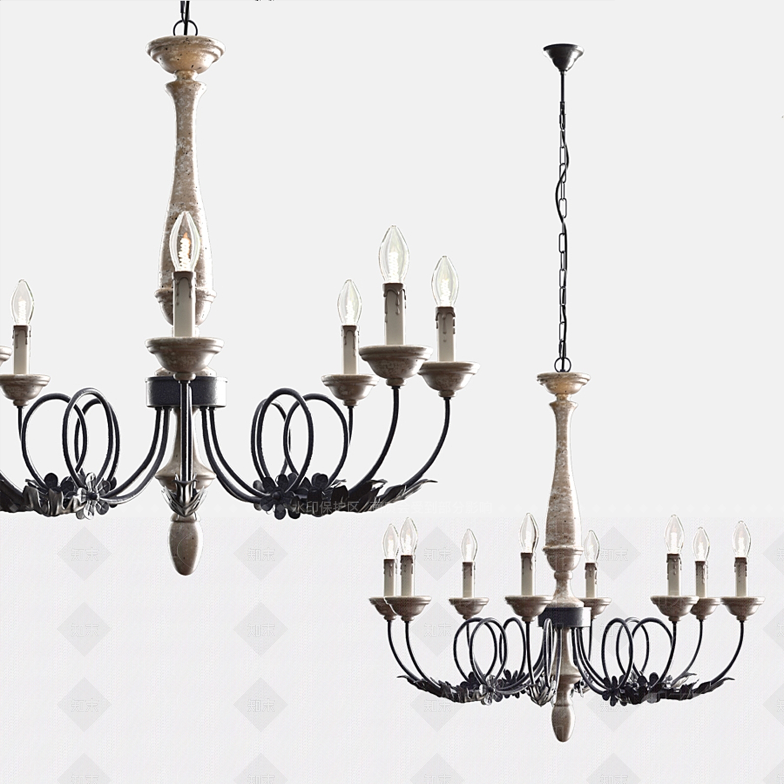 欧式古典吊灯3D模型下载【ID:599567812】