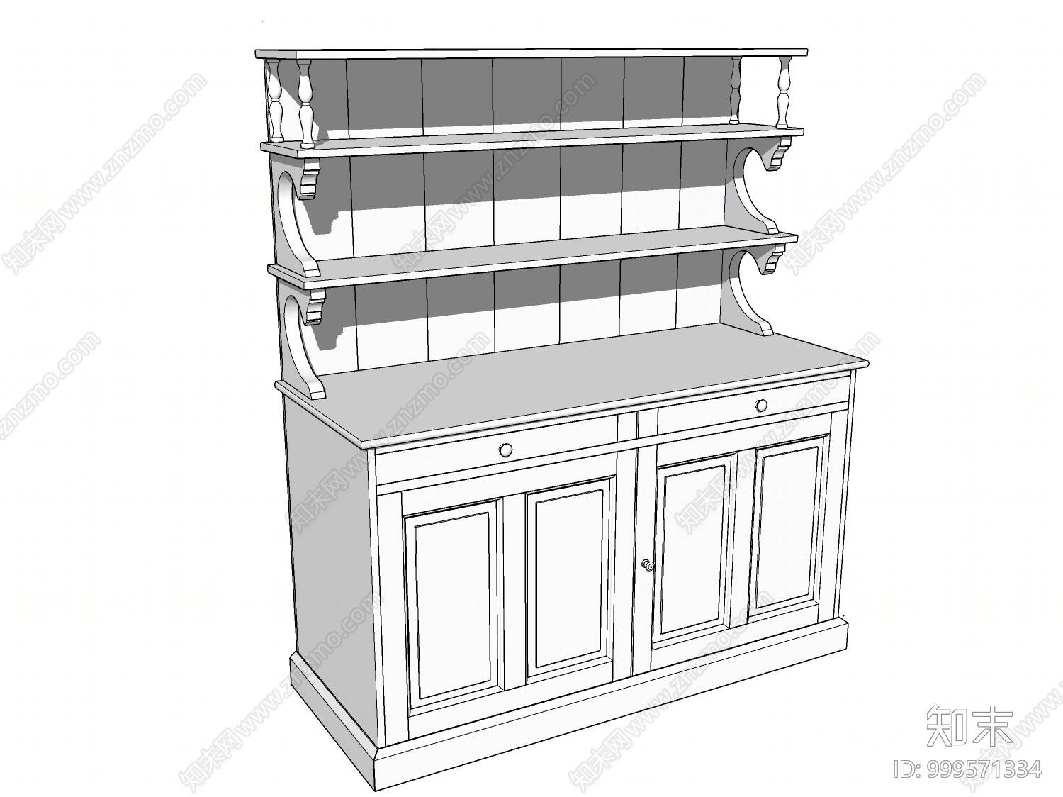 法式壁柜SU模型下载【ID:999571334】