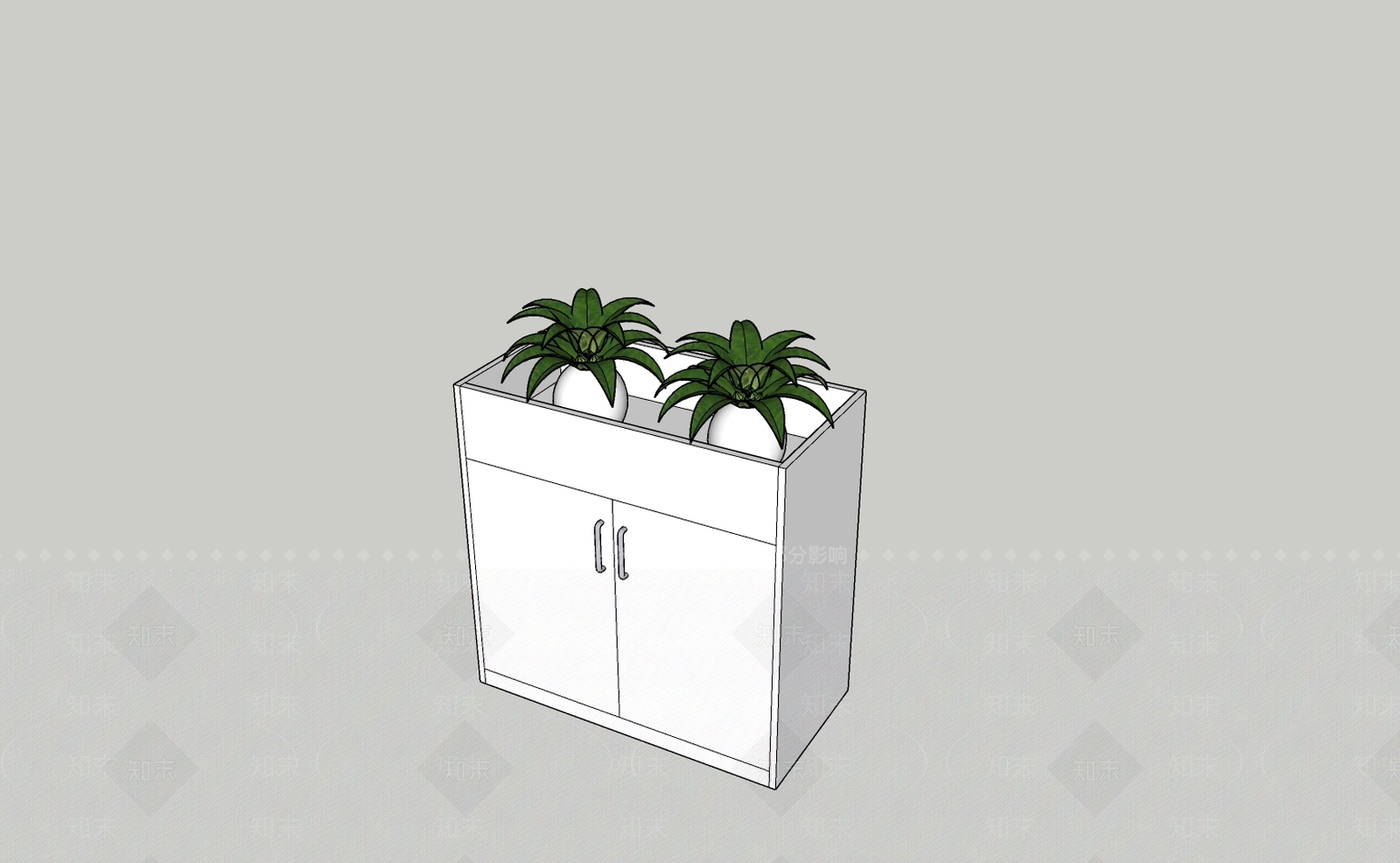 现代花槽柜SU模型下载【ID:199590772】