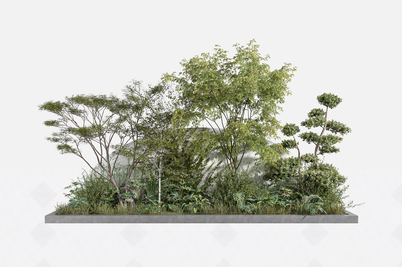 现代植物堆3D模型下载【ID:299603308】