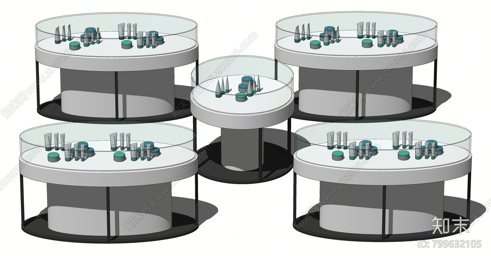 现代化妆品展柜SU模型下载【ID:799632105】