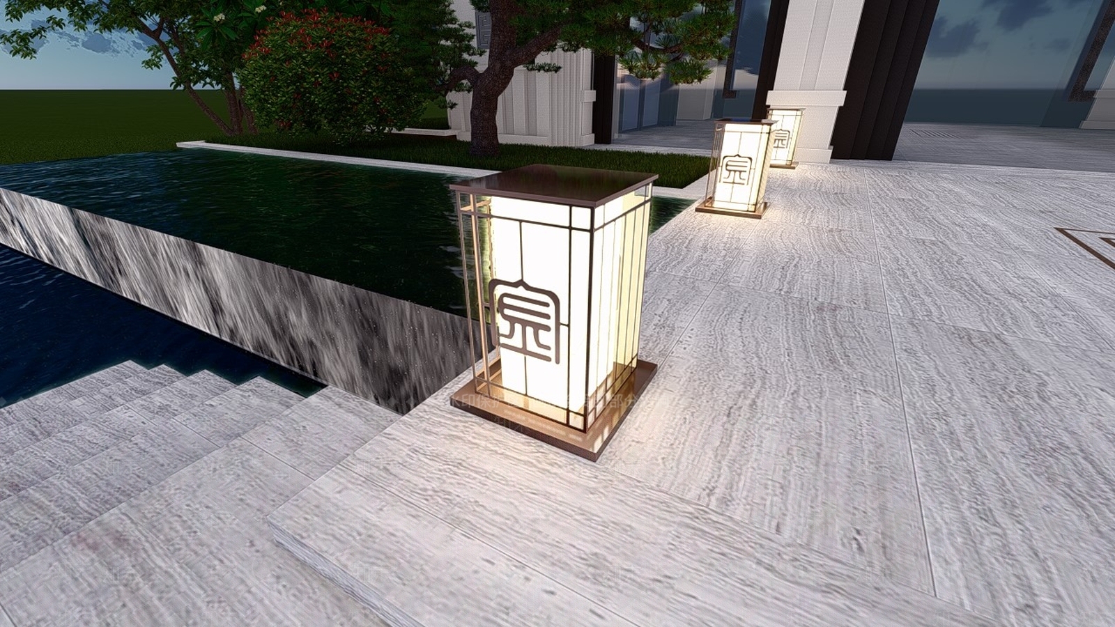 新中式户外灯SU模型下载【ID:499642730】