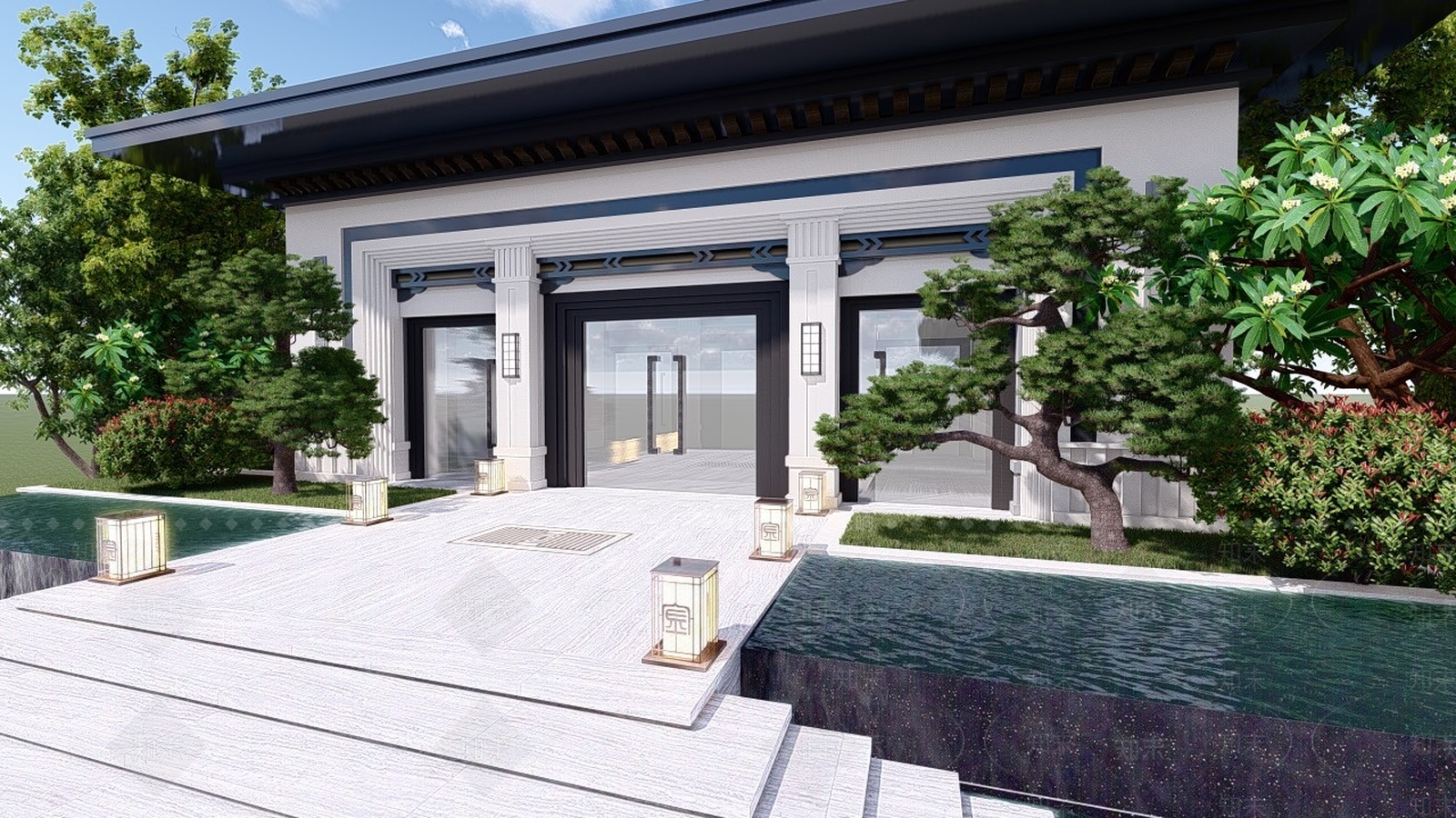 新中式售楼处SU模型下载【ID:799939454】