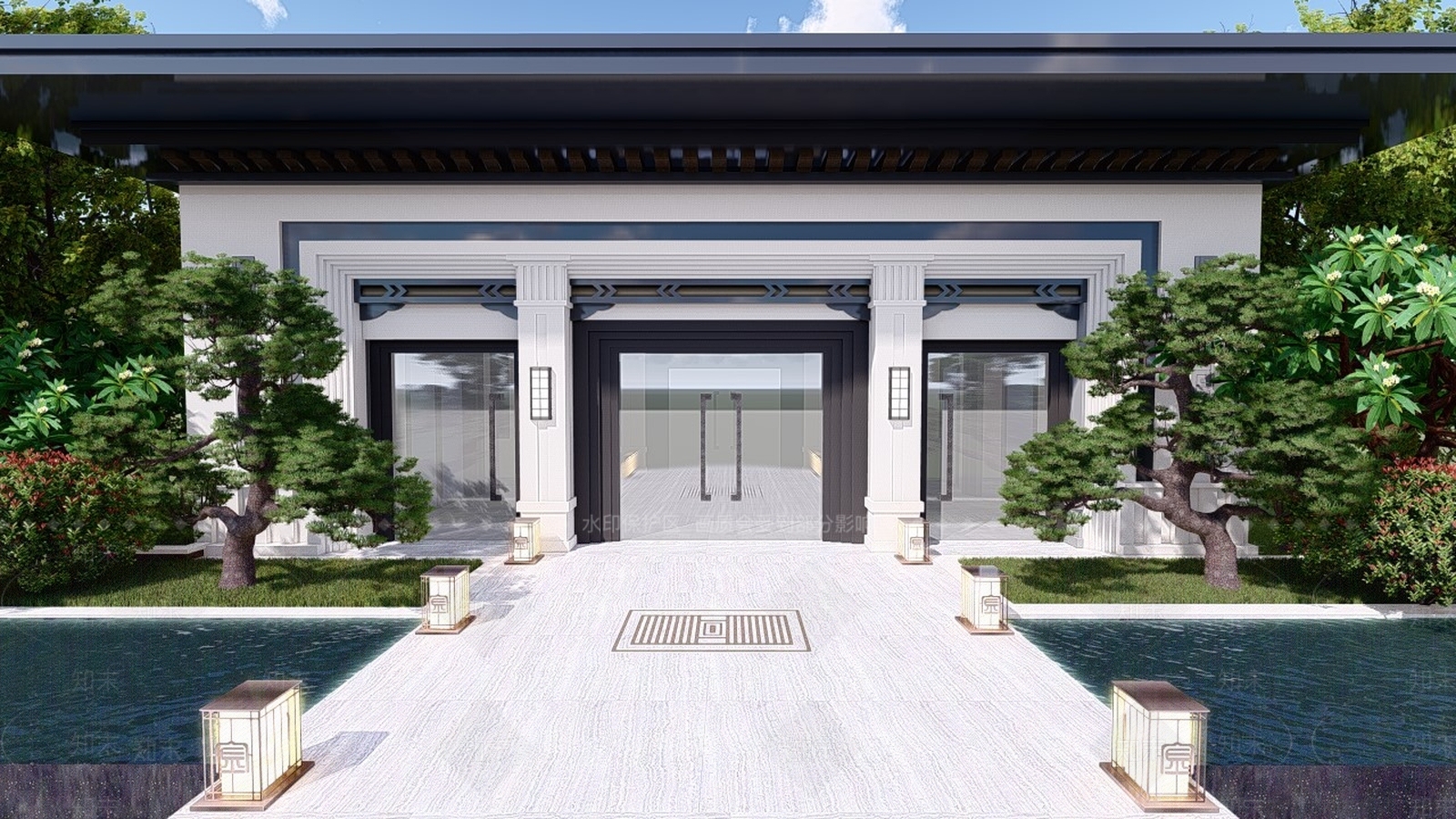 新中式售楼处SU模型下载【ID:799939454】
