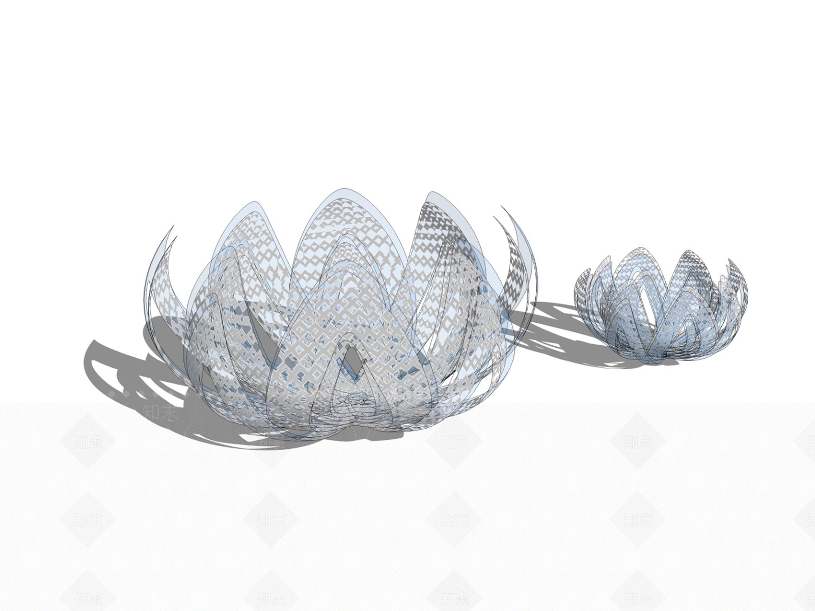 现代莲花造型雕塑小品SU模型下载【ID:699657666】