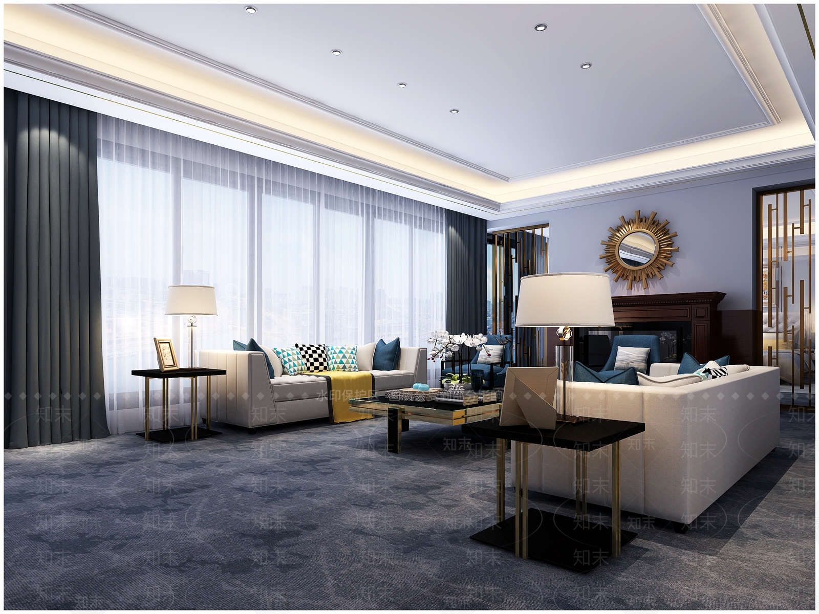 美式酒店客房3D模型下载【ID:499666611】