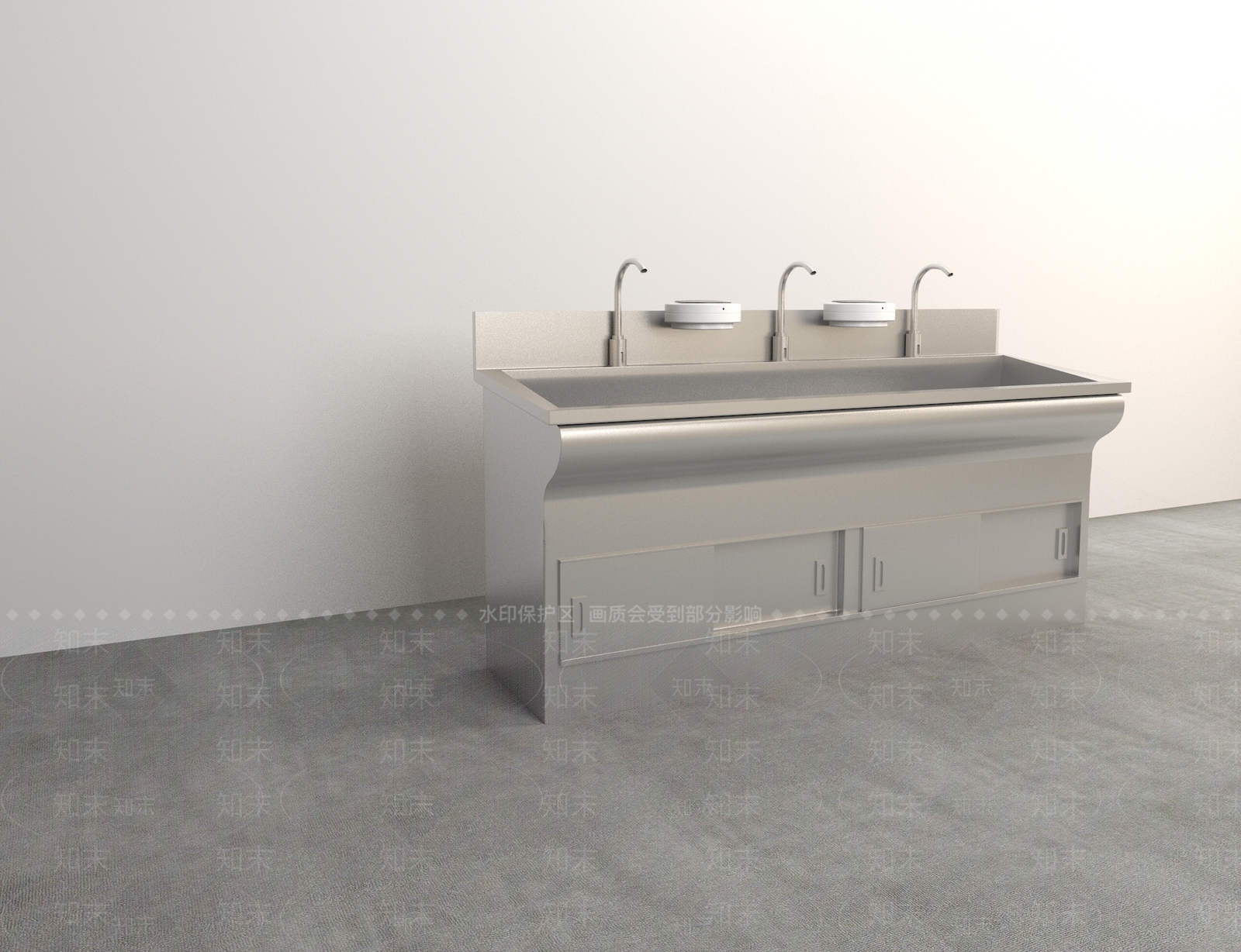现代医疗不锈钢洗手台盆3D模型下载【ID:299666329】