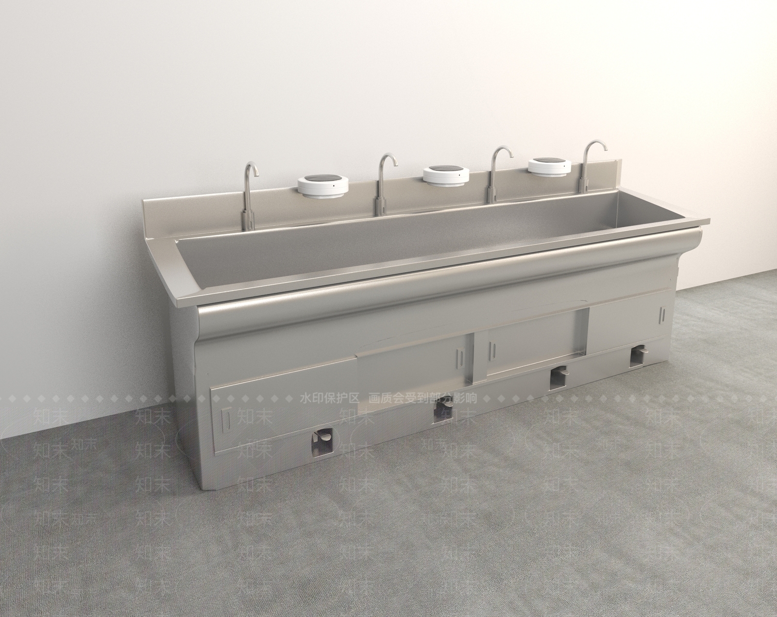 工业风医疗不锈钢洗手台盆3D模型下载【ID:299695362】