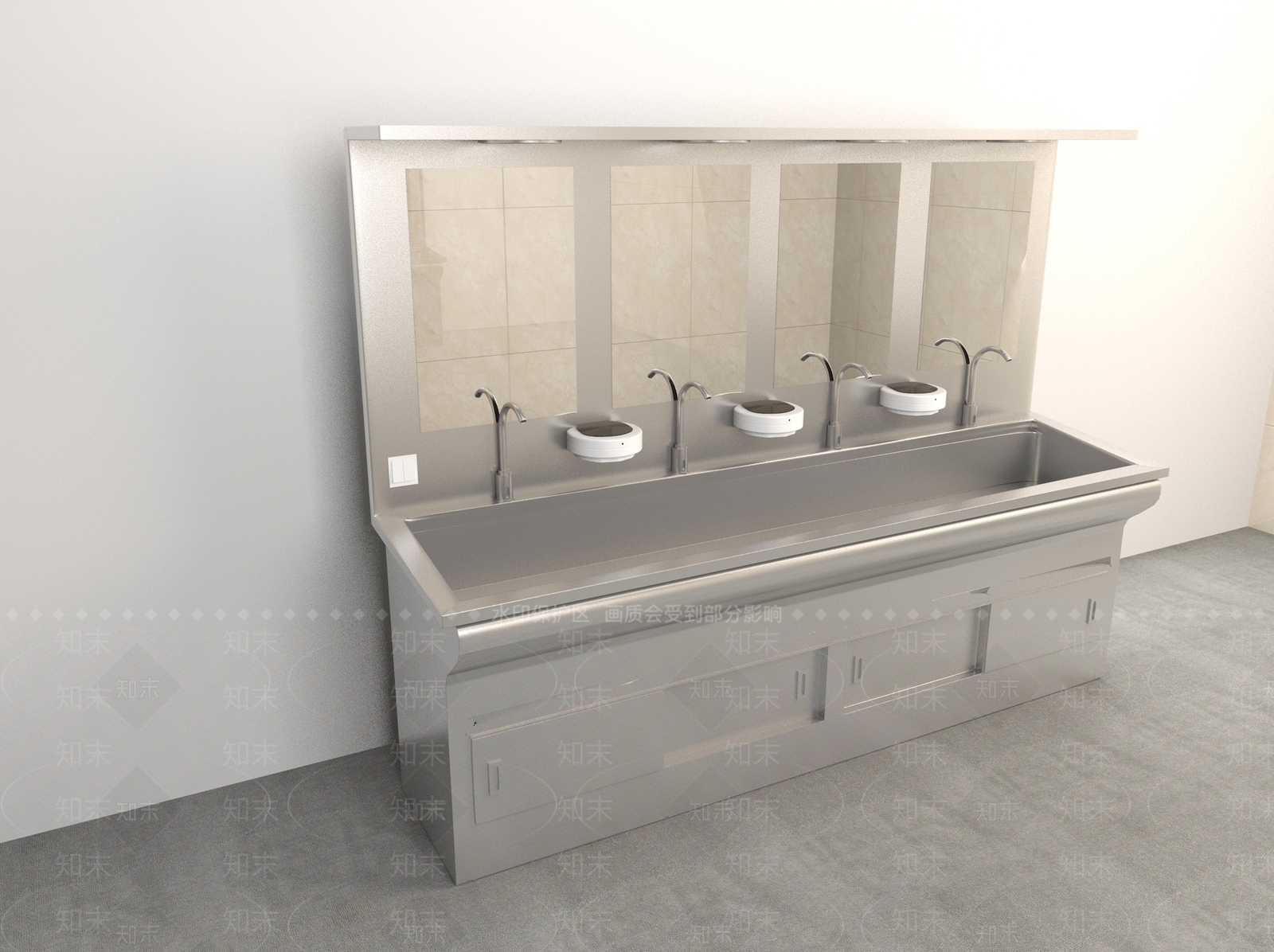 工业风医疗不锈钢洗手台盆3D模型下载【ID:299668303】