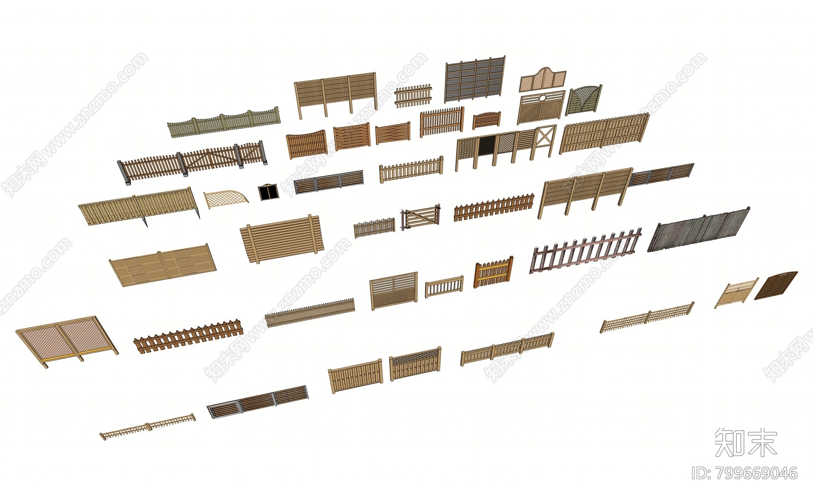 中式木篱笆SU模型下载【ID:799669046】