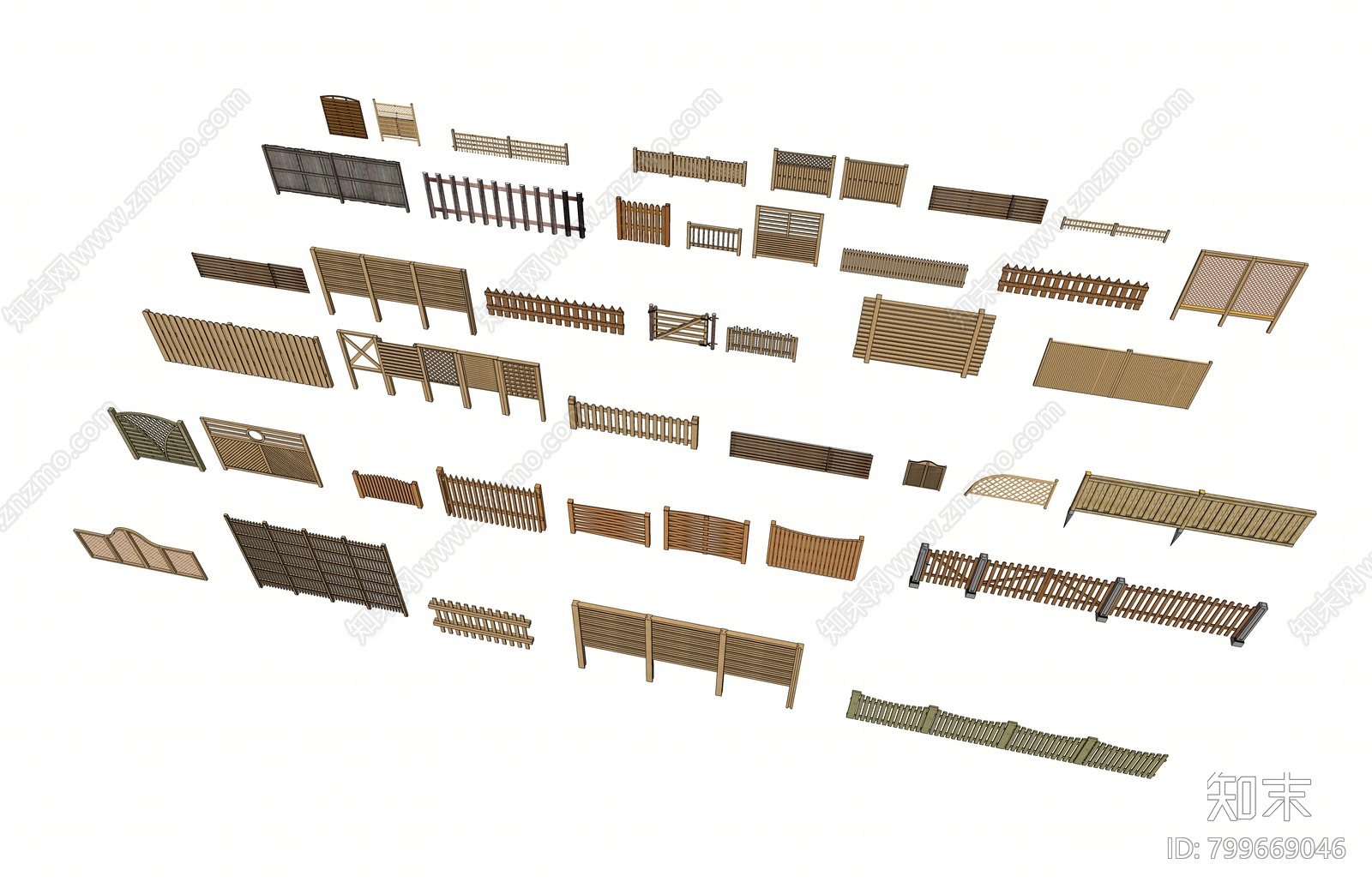 中式木篱笆SU模型下载【ID:799669046】