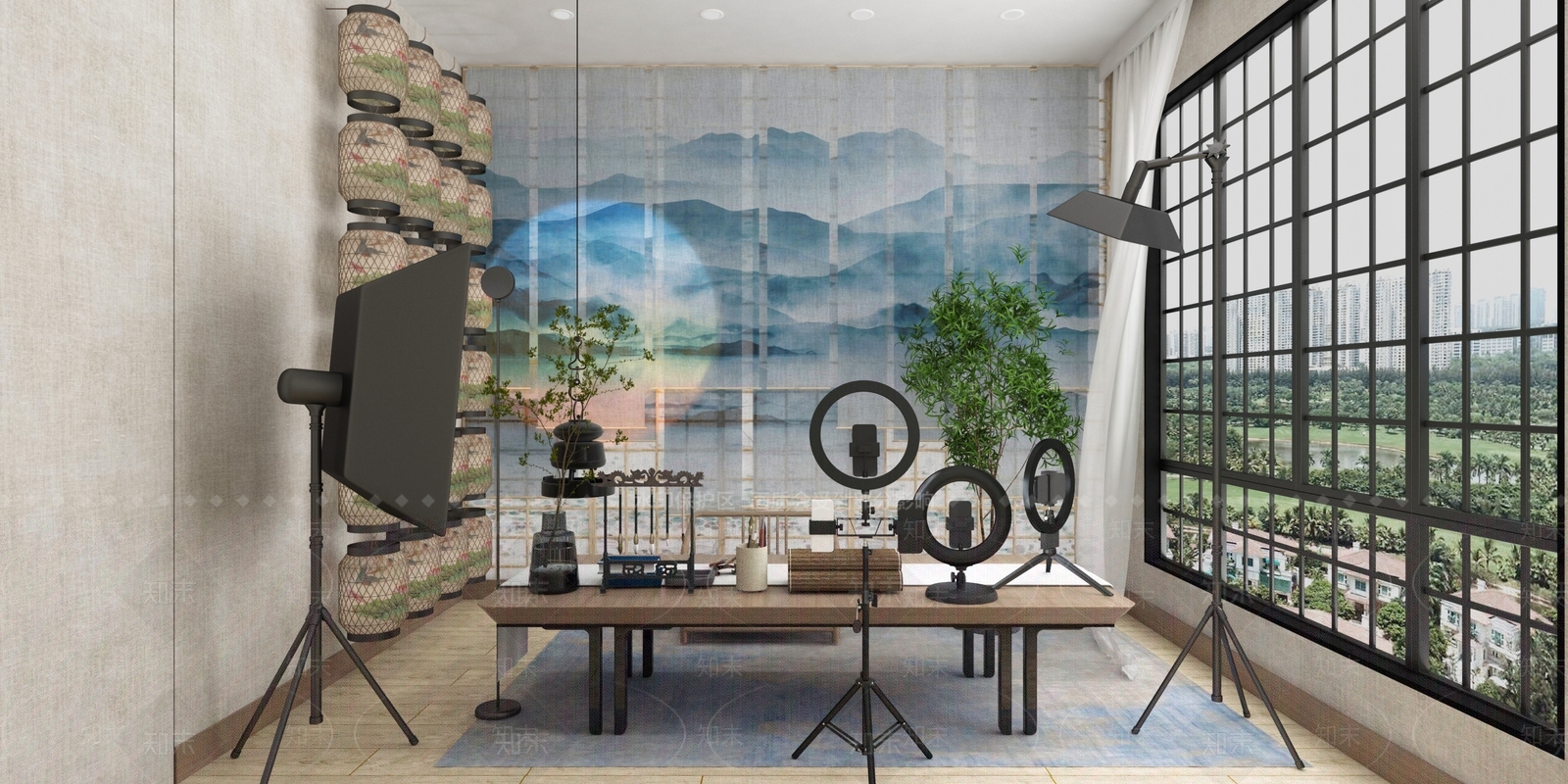 新中式直播间3D模型下载【ID:999671211】
