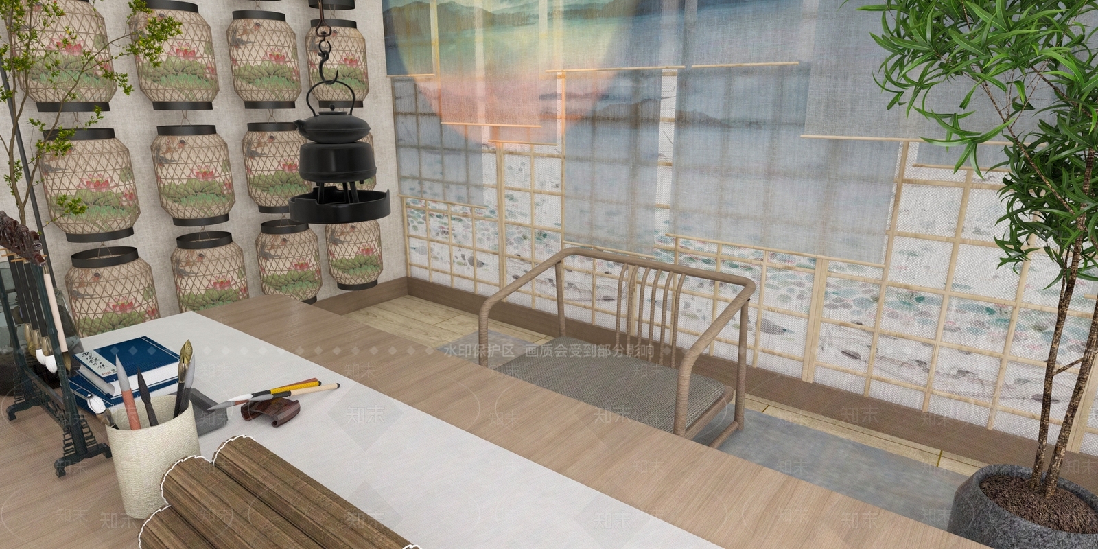 新中式直播间3D模型下载【ID:999671211】