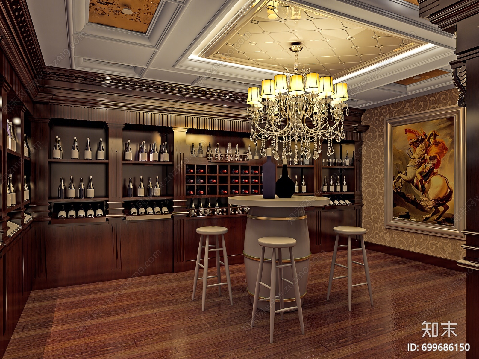 欧式古典烟酒店3D模型下载【ID:699686150】