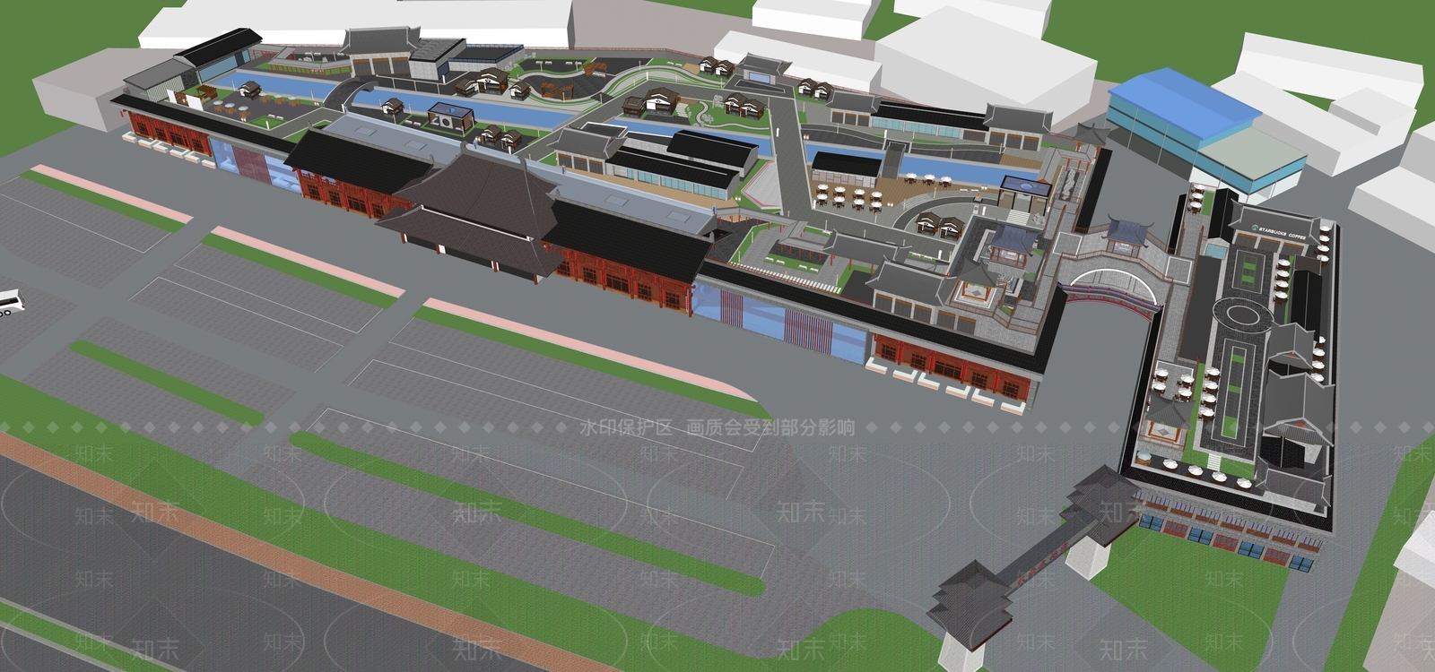 新中式商业街景观SU模型下载【ID:599691566】
