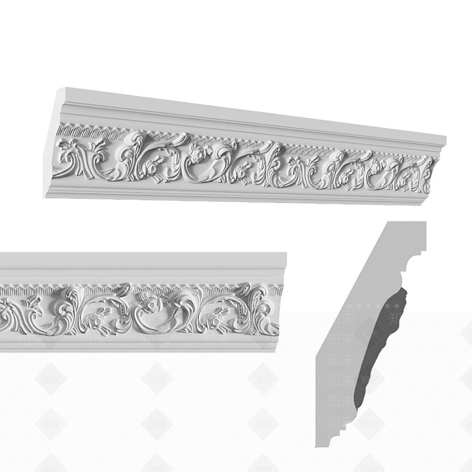 欧式古典雕花角线3D模型下载【ID:799699464】