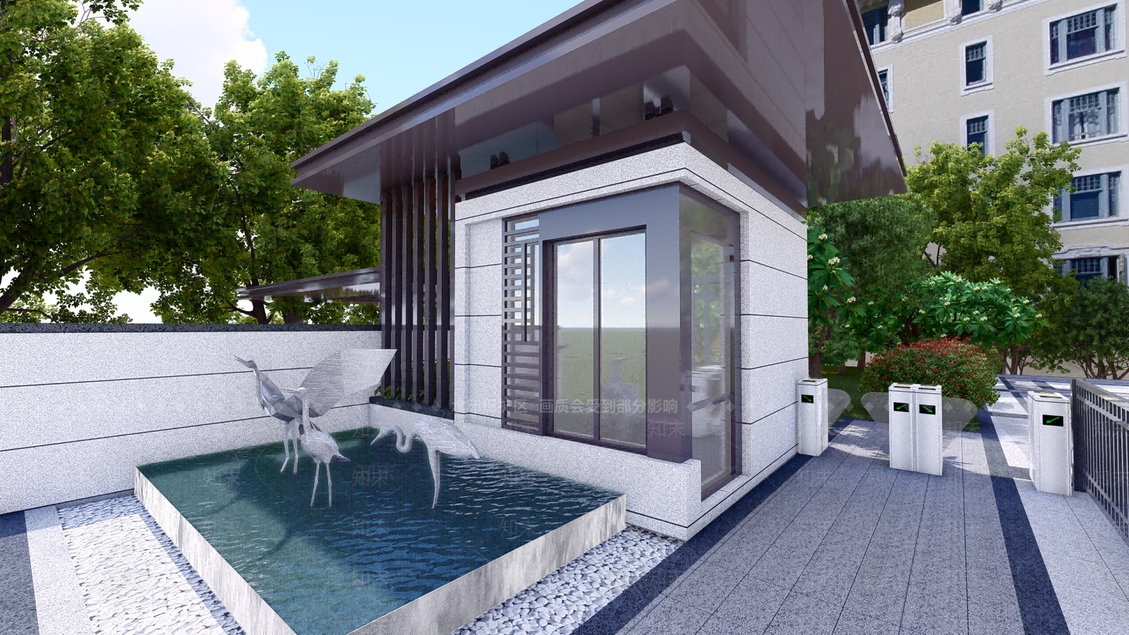 新中式小区建筑SU模型下载【ID:899708735】
