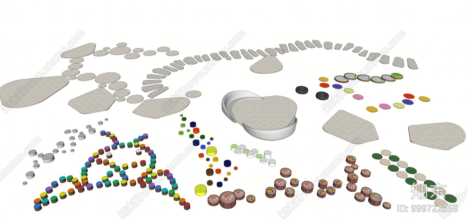 现代儿童活动区特色步道SU模型下载【ID:999722859】
