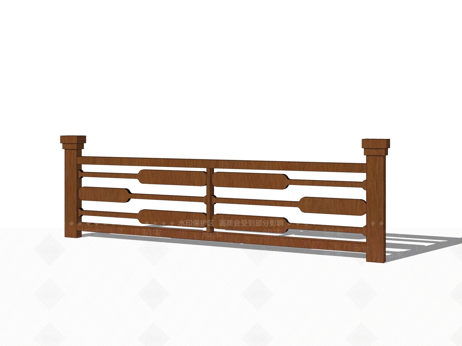 现代木栏杆SU模型下载【ID:399732364】