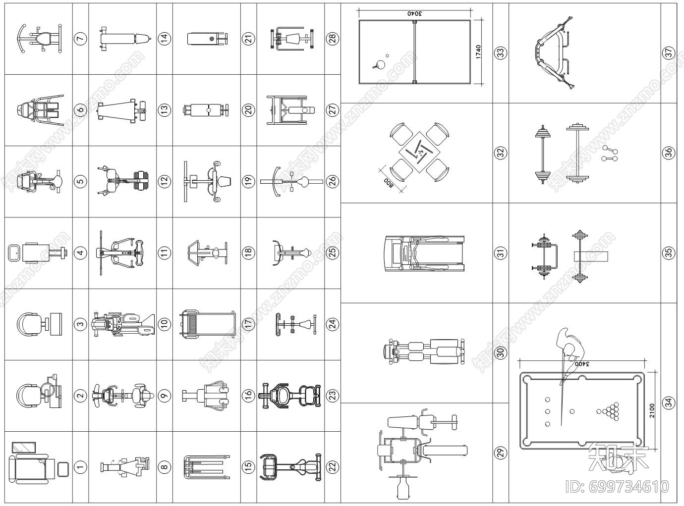 健身器材施工图下载【ID:699734610】