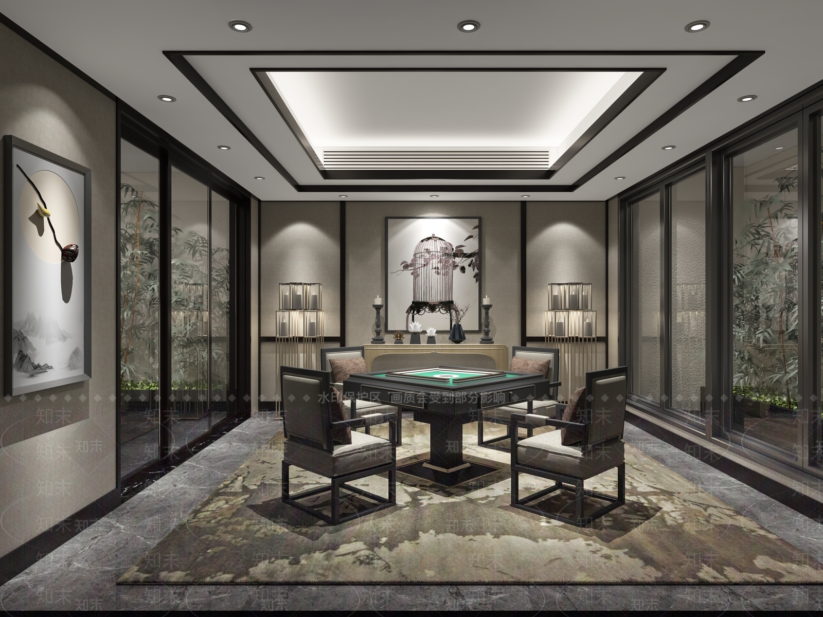 新中式棋牌室3D模型下载【ID:999737937】
