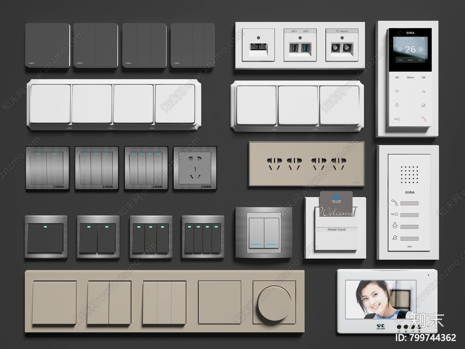现代开关3D模型下载【ID:799744362】