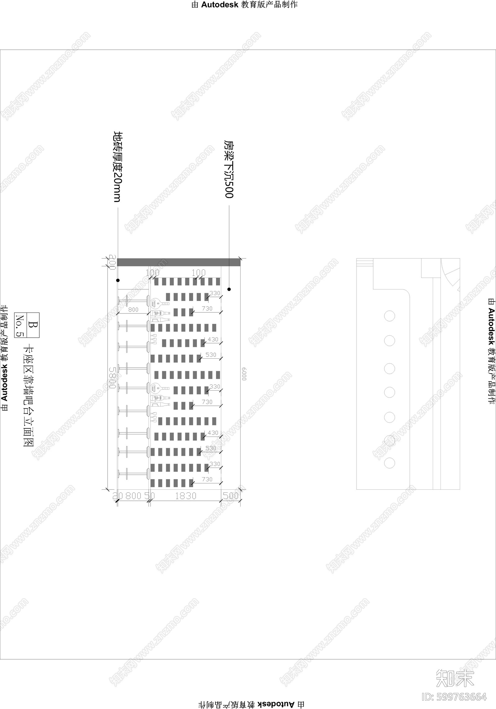 现代风格酒吧空间cad施工图下载【ID:599763664】